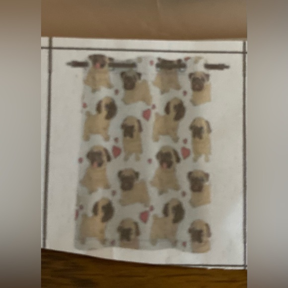NWB Pug & Heart Black Out Curtain (1 XL PANEL) Fit Bigger Window 135x160 - Picture 2 of 5